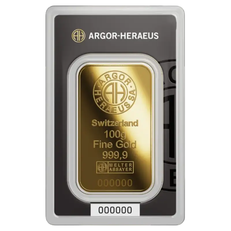 100g Gold Bar | Argor-Heraeus | Minted