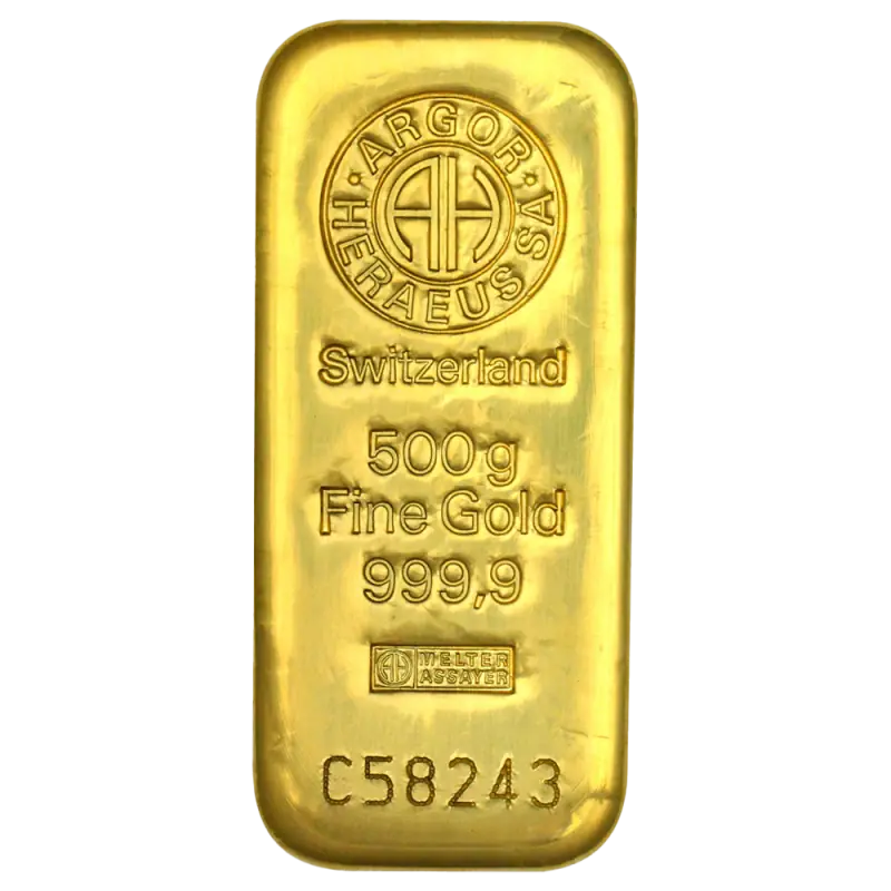 500g Gold Bar | Argor-Heraeus | Casted
