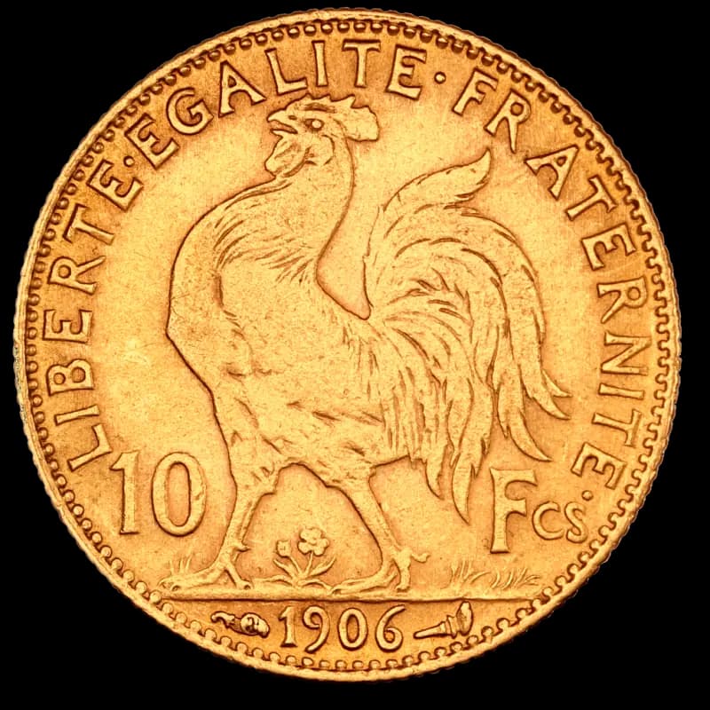 10 French Francs Marianne Rooster Gold Coin | 1899-1914