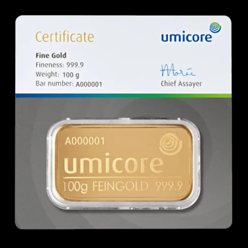 100g Gold Bar | Umicore | Minted